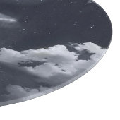 Wit gevleugeld paard: maanverlichte hemel. snijplank (Hoek)