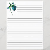 Wit gevoerd papier met blauwe bloemen briefpapier (Achterkant)