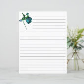 Wit gevoerd papier met blauwe bloemen briefpapier (Staand voorkant)