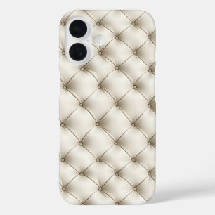 Wit gewatteerd lederen patroon iPhone 16 hoesje