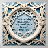 Wit Geweven Lijst op Blauwe Bijbelverzen Poster (Voorkant)