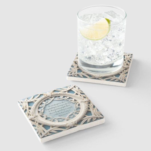 Wit Geweven Lijst Verse Stenen Onderzetter (Zijkant)