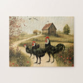 Wit Gezicht Zwarte Spaanse Kriel Hanen Kippen Legpuzzel (Horizontaal)