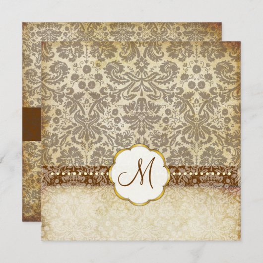 Wit Gezichtsmonogram bruiloft Uitnodigingen (Voorkant / Achterkant)