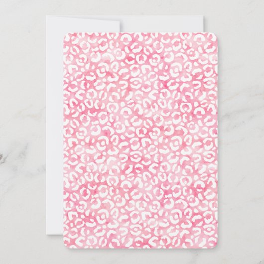 Wit Girly Roze Waterverf Luipaard Print Kaart (Achterkant)