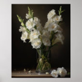 Wit Gladiolus Bloemen Art Print Poster (Voorkant)