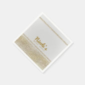 Wit & Glanzend Goud Glam Chic Elegant Feest Servetten (Hoek)