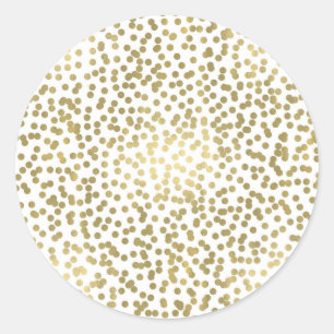 Wit & Glanzend Gouden Stippen Confetti Elegant Chi Ronde Sticker