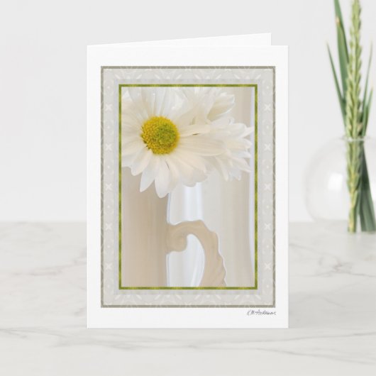 Wit glas met madeliefjes 4 kaart (Voorkant)