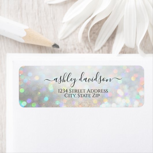 Wit Glitter Dust Return-adreslabel Etiket (Insitu)