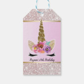 Wit Glitter Goud Glam Eenhoorn Bloemen Roze Partij Cadeaulabel (Achterkant)