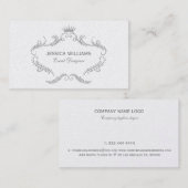 Wit Glitter  Lijst met een kroon Visitekaartje (Voorkant / Achterkant)