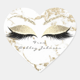 Wit Glitter Marmeren Make-up Ogen Dank u Hart Sticker