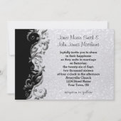 Wit glitter, zwart en zilver huwelijk kaart (Voorkant)