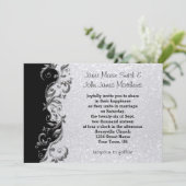 Wit glitter, zwart en zilver huwelijk kaart (Staand voorkant)