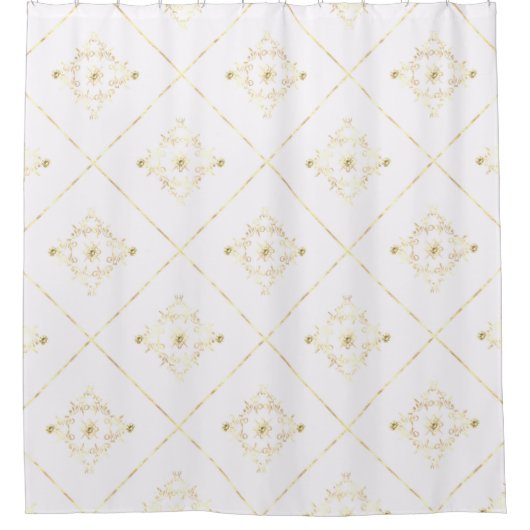 WIT GOLD DIAMOND ELEGANT PATTERN SHOWER CURTATION DOUCHEGORDIJN (Voorkant)