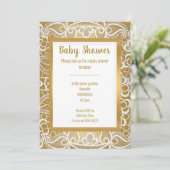 WIT GOLD LACE GOLD TRIM ELEGANT BABY SHOWER KAART (Staand voorkant)