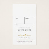 Wit & Gold Logo Kleding Etiket Prijs Label Visitekaartje (Achterkant)