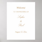Wit Golden Beige bruiloft Welkom Poster (Voorkant)