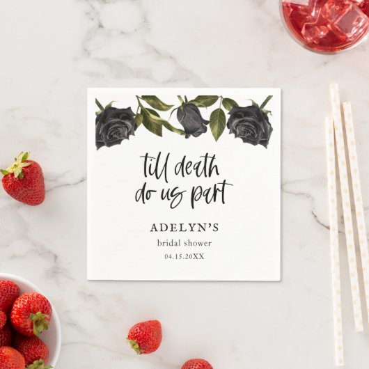 Wit Gotisch Halloween Bloemen Vrijgezellenfeest Servet (Insitu)