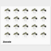 Wit Gotische Bruidsdouche Zwarte Rozen Ronde Sticker (Vel)