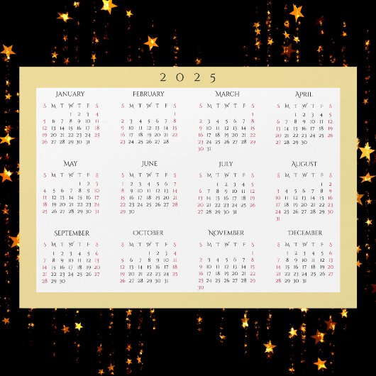 Wit Goud 2025 Jaarlijks Voljaar Kalender Magnet