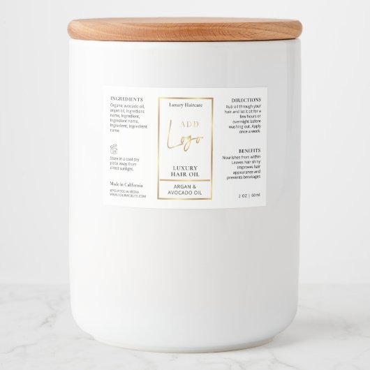 Wit & Goud 2 OZ Druppelfles Waterdicht Label Voedselcontainer Etiket (Voorkant)