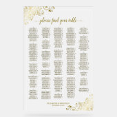 Wit & Goud 300 Persoon Alfabetische Zitting Grafie Acryl Bord (Voorkant)