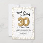 Wit Goud 30ste verjaardag Bedankkaart (Voorkant)