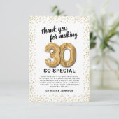 Wit Goud 30ste verjaardag Bedankkaart (Staand voorkant)