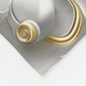 Wit & Goud 3D Bloemen Decoratief Patroon Fleece Deken (Hoek)