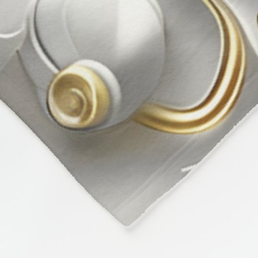 Wit & Goud 3D Bloemen Decoratief Patroon Fleece Deken (Hoek)