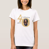 Wit & Goud 40 Foto 40 jaar 40e verjaardag T-shirt (Voorkant)