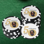 Wit & Goud 50 Foto Vijftig jaar 50ste verjaardag Poker Chips