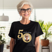 Wit & Goud 50 Foto Vijftig jaar 50ste verjaardag T-shirt