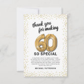 Wit Goud 60ste verjaardag Bedankkaart (Voorkant)