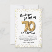 Wit Goud 70ste verjaardag Bedankkaart (Voorkant)