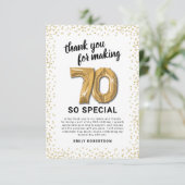 Wit Goud 70ste verjaardag Bedankkaart (Staand voorkant)