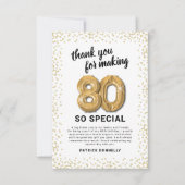 Wit Goud 80ste verjaardag Bedankkaart (Voorkant)