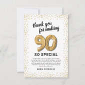 Wit Goud 90ste verjaardag Bedankkaart (Voorkant)