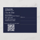 Wit & Goud abstracte bloemetjes op Simmery Blue Si Aankondigingskaart (Achterkant)