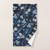 Wit & Goud abstracte bloemetjes op Simmery Blue Si Bad Handdoek (Handdoek)