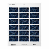 Wit & Goud abstracte bloemetjes op Simmery Blue Si Etiket (Full Sheet)