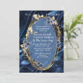 Wit & Goud abstracte bloemetjes op Simmery Blue Si Kaart (Staand voorkant)