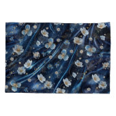 Wit & Goud abstracte bloemetjes op Simmery Blue Si Kussensloop (Achterkant)