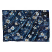 Wit & Goud abstracte bloemetjes op Simmery Blue Si Kussensloop (Voorkant)