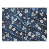 Wit & Goud abstracte bloemetjes op Simmery Blue Si Tafelkleed (Voorkant (Horizontaal))
