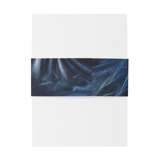 Wit & Goud abstracte bloemetjes op Simmery Blue Si Uitnodigingen Wikkel (Achterkant Voorbeeld)