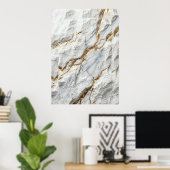 Wit Goud Ader Marmer Luxe Abstract Kunst Poster (Thuiskantoor)