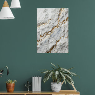 Wit Goud Ader Marmer Luxe Abstract Kunst Poster